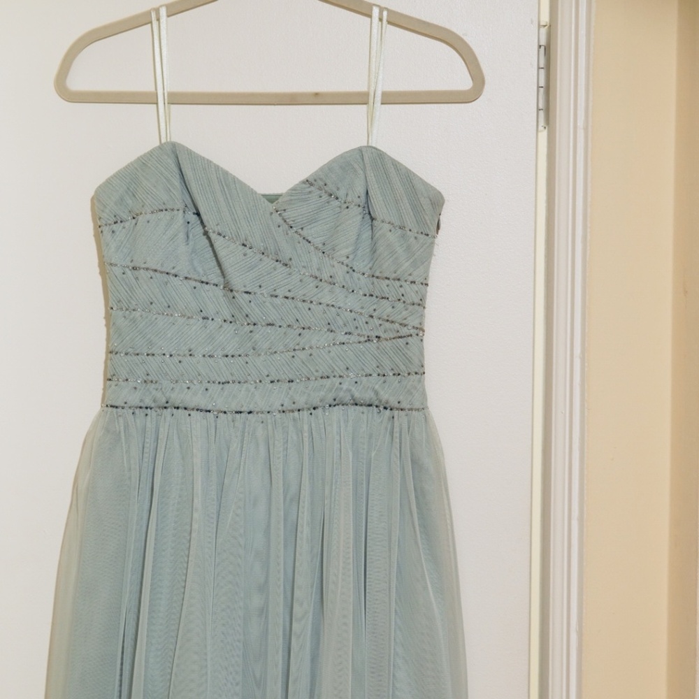 BCBG Mint Green Silk, Beaded Dress, Size 4